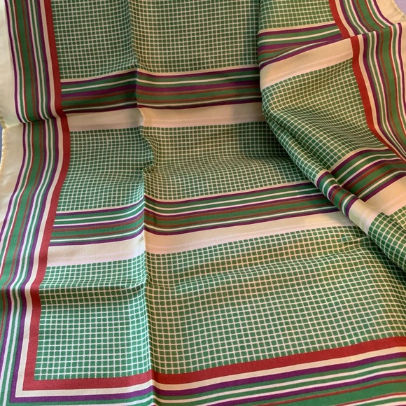 Echo Vintage Wrap Scarf ~Stripes & Squares /Symphony 21" Square Scarf~green - Picture 9 of 12